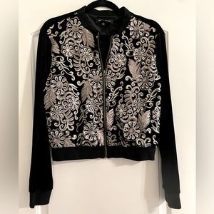 Jealous tomato velour velvet floral sequin jacket gold silver vintage